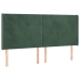 Cama box spring colchón y LED terciopelo verde oscuro 180x200cm