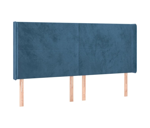 Cama box spring colchón y LED terciopelo azul oscuro 180x200 cm