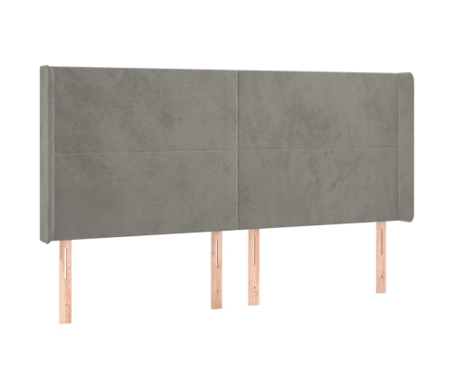 Cama box spring colchón y LED terciopelo gris claro 200x200 cm