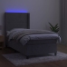 Cama box spring colchón y LED terciopelo gris claro 80x200 cm