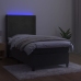 Cama box spring colchón y LED terciopelo gris oscuro 80x200 cm