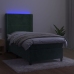 vidaXL Cama box spring colchón y LED terciopelo verde oscuro 80x200 cm