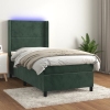 vidaXL Cama box spring colchón y LED terciopelo verde oscuro 80x200 cm