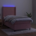 Cama box spring colchón y LED terciopelo rosa 80x200 cm