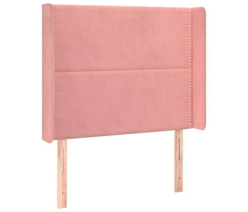 Cama box spring colchón y LED terciopelo rosa 100x200 cm