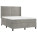 Cama box spring colchón y LED terciopelo gris claro 140x190 cm