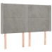 Cama box spring colchón y LED terciopelo gris claro 140x190 cm