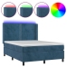 Cama box spring colchón y LED terciopelo azul oscuro 140x190 cm