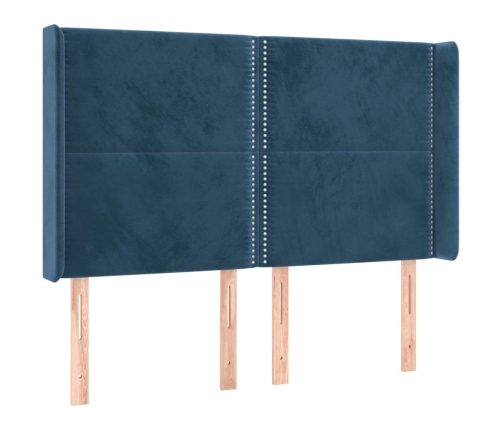 Cama box spring colchón y LED terciopelo azul oscuro 140x190 cm