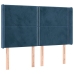Cama box spring colchón y LED terciopelo azul oscuro 140x190 cm