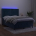 Cama box spring colchón y LED terciopelo azul oscuro 140x200 cm