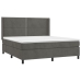 Cama box spring colchón y LED terciopelo gris oscuro 160x200 cm