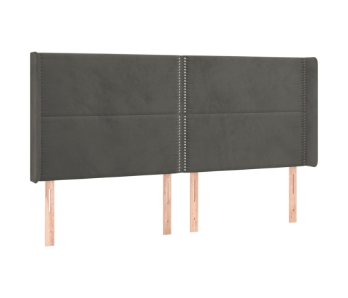 Cama box spring colchón y LED terciopelo gris oscuro 160x200 cm