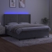 Cama box spring colchón y LED terciopelo gris claro 180x200 cm