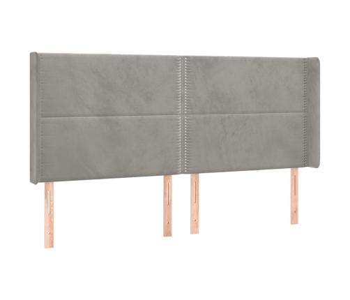 Cama box spring colchón y LED terciopelo gris claro 180x200 cm