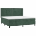 Cama box spring colchón y LED terciopelo verde oscuro 200x200cm