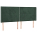 Cama box spring colchón y LED terciopelo verde oscuro 200x200cm