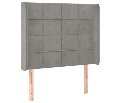 Cama box spring colchón y LED terciopelo gris claro 80x200 cm