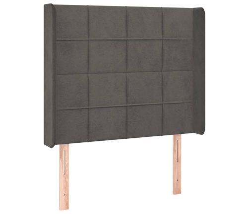 Cama box spring colchón y LED terciopelo gris oscuro 80x200 cm