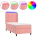 Cama box spring colchón y LED terciopelo rosa 80x200 cm