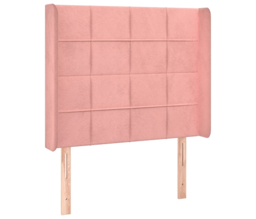 Cama box spring colchón y LED terciopelo rosa 80x200 cm