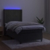 Cama box spring colchón y LED terciopelo gris oscuro 90x190 cm