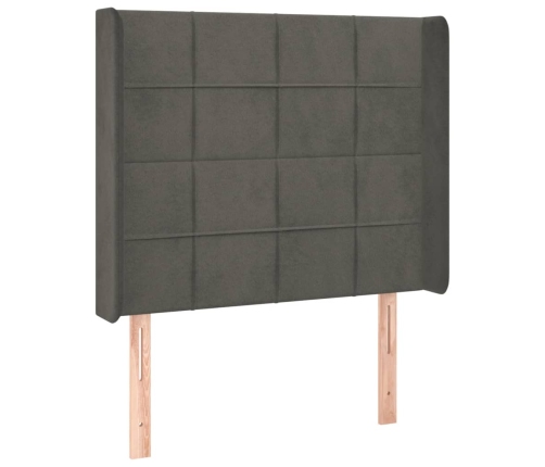 Cama box spring colchón y LED terciopelo gris oscuro 90x190 cm