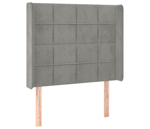 Cama box spring colchón y LED terciopelo gris claro 90x200 cm