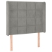Cama box spring colchón y LED terciopelo gris claro 90x200 cm