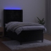 Cama box spring colchón y LED terciopelo negro 90x200 cm