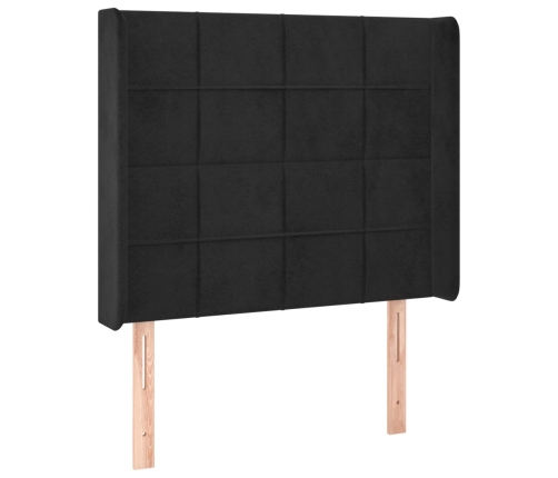 Cama box spring colchón y LED terciopelo negro 90x200 cm