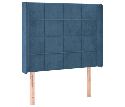 Cama box spring colchón y LED terciopelo azul oscuro 90x200 cm