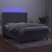 Cama box spring colchón y LED terciopelo gris claro 140x190 cm