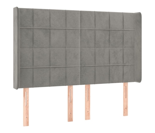 Cama box spring colchón y LED terciopelo gris claro 140x190 cm