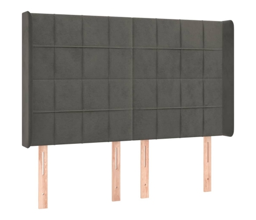 Cama box spring colchón y LED terciopelo gris oscuro 140x190 cm