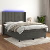 Cama box spring colchón y LED terciopelo gris oscuro 140x190 cm