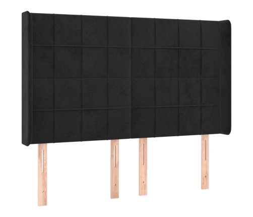 Cama box spring colchón y LED terciopelo negro 140x190 cm