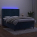 Cama box spring colchón y LED terciopelo azul oscuro 140x190 cm