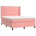 Cama box spring colchón y LED terciopelo rosa 140x190 cm