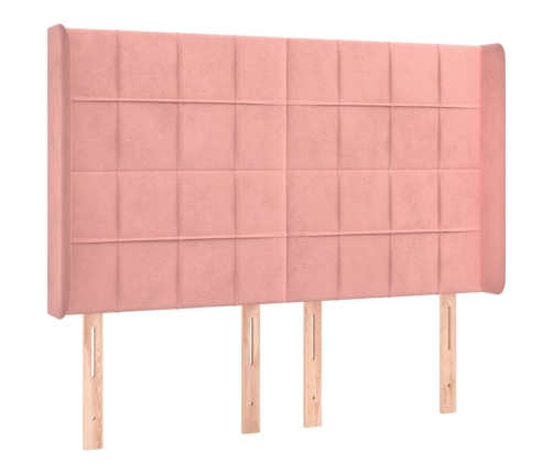 Cama box spring colchón y LED terciopelo rosa 140x190 cm