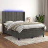 Cama box spring colchón y LED terciopelo gris oscuro 140x200 cm