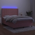 Cama box spring colchón y LED terciopelo rosa 140x200 cm