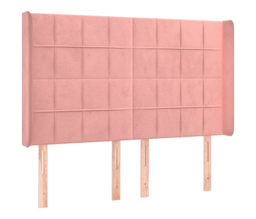 Cama box spring colchón y LED terciopelo rosa 140x200 cm