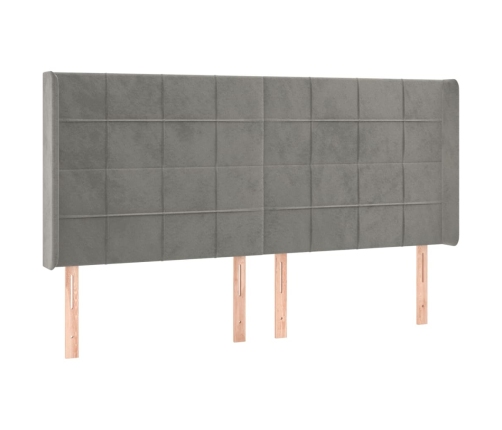 Cama box spring colchón y LED terciopelo gris claro 160x200 cm