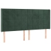 Cama box spring colchón y LED terciopelo verde oscuro 160x200cm