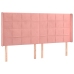 Cama box spring colchón y LED terciopelo rosa 160x200 cm