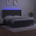 Cama box spring colchón y LED terciopelo gris oscuro 180x200 cm