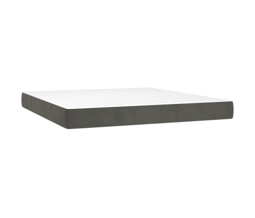 Cama box spring colchón y LED terciopelo gris oscuro 180x200 cm