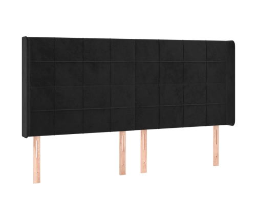 Cama box spring colchón y LED terciopelo negro 180x200 cm