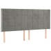 Cama box spring colchón y LED terciopelo gris claro 200x200 cm